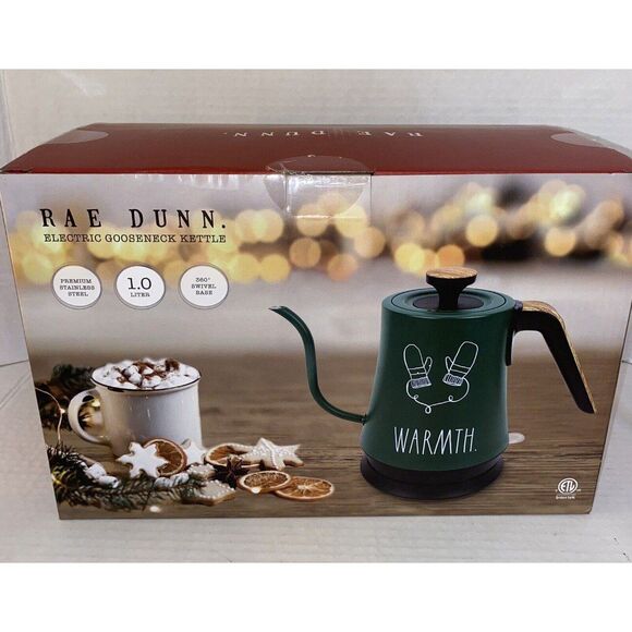 Rae Dunn Other - Rae Dunn Electric Goose Neck Tea Kettle Green Mittens Warmth Stainless Steel